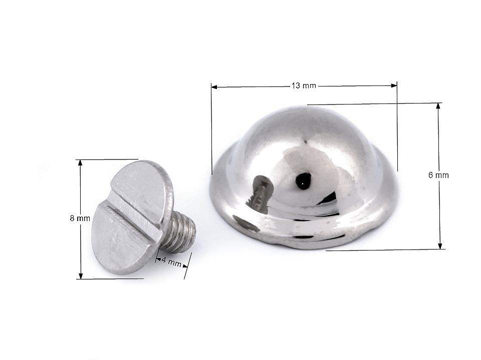 Kovové nožičky na kabelku 13 mm, ozdobný šroub, staromosaz
