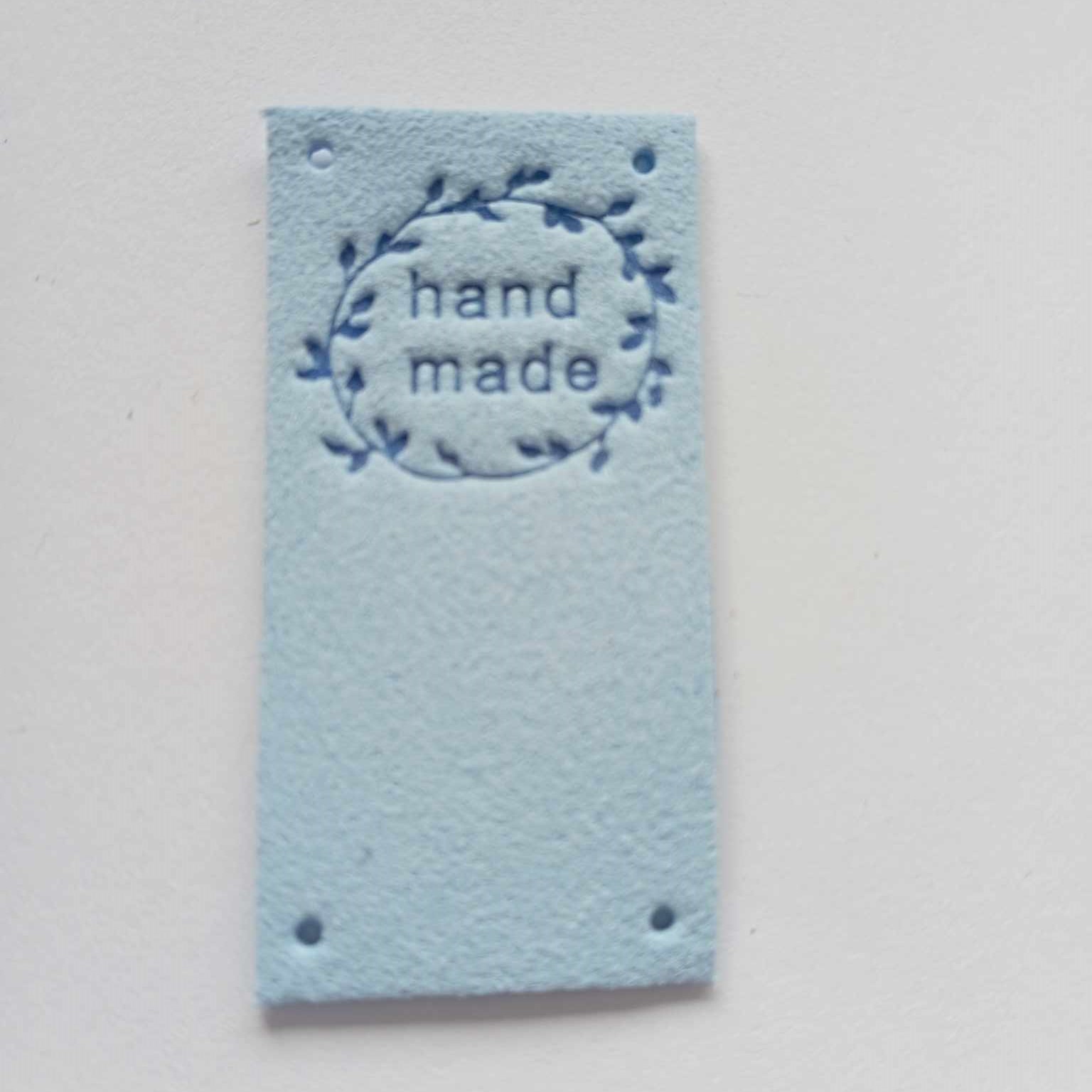 Štítek, nášivka- Hand made - umělá kůže 50 x 25 mm (lístečky)