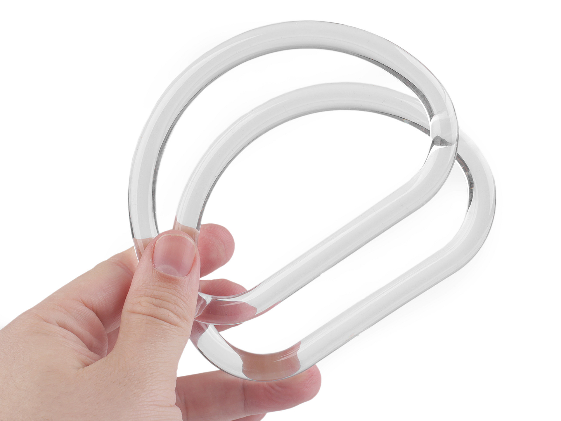 Akrylová ucha na tašky transparentní 2 ks - 12 x 8,7 cm