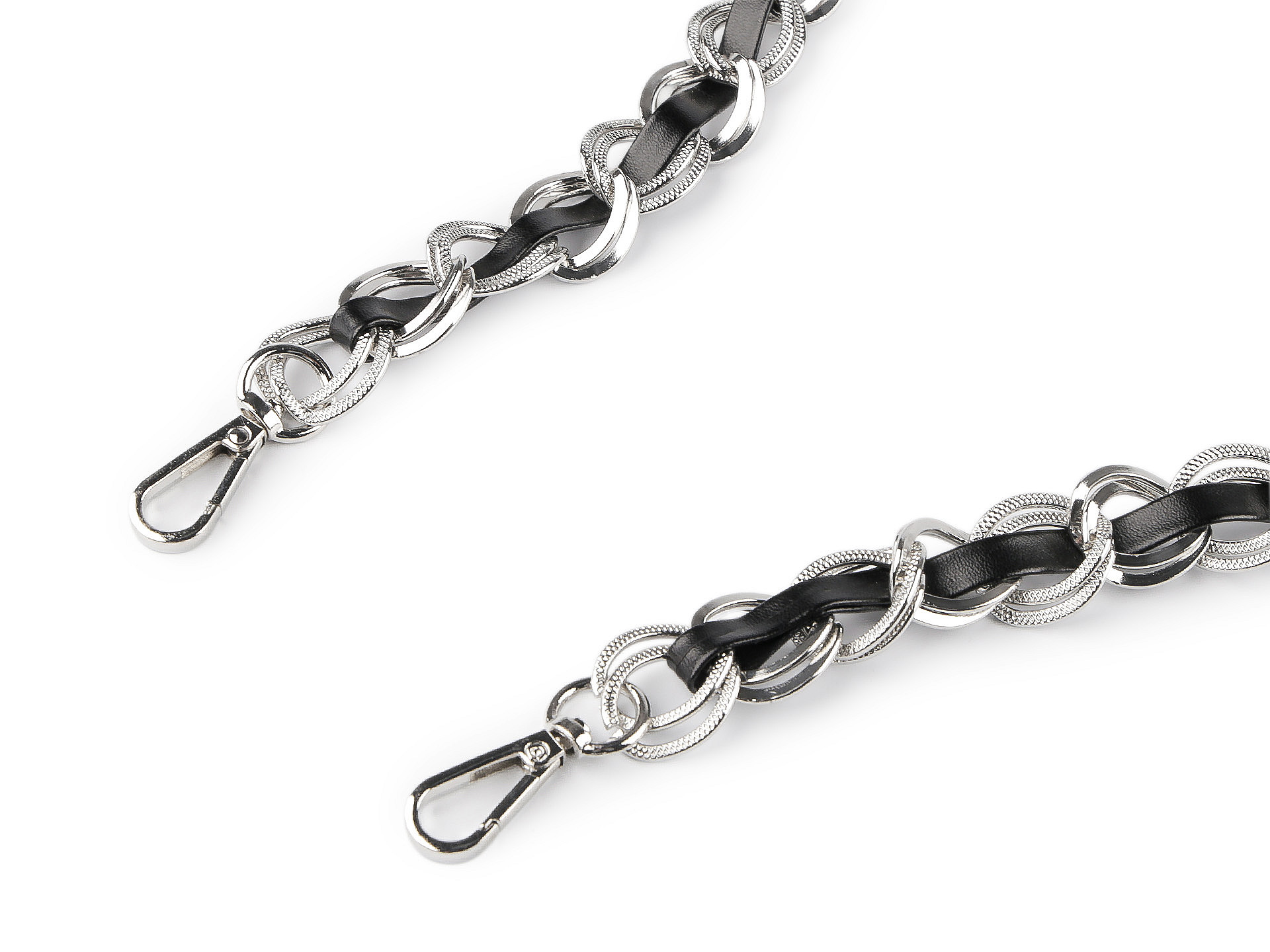 Koženkový popruh / ucho s řetízkem a karabinami, na kabelky, šíře 2 cm, délka 120 cm