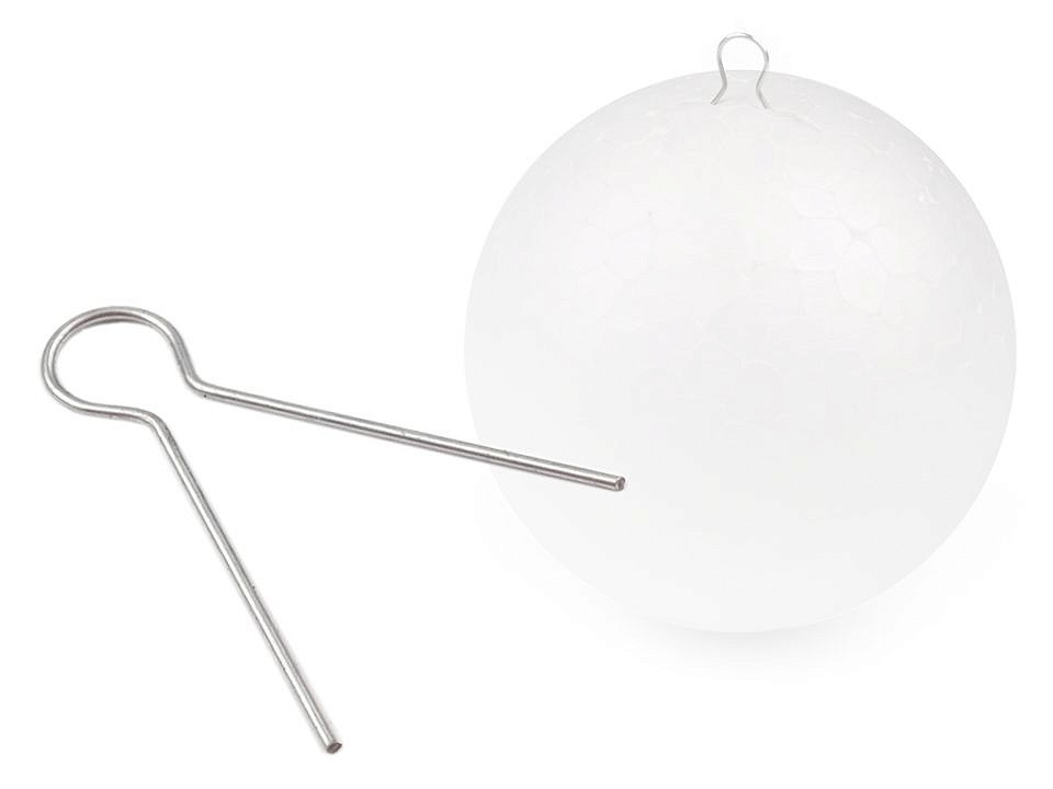 Polystyrenová koule o průměru 6,5 cm včetně očka na zavěšení 