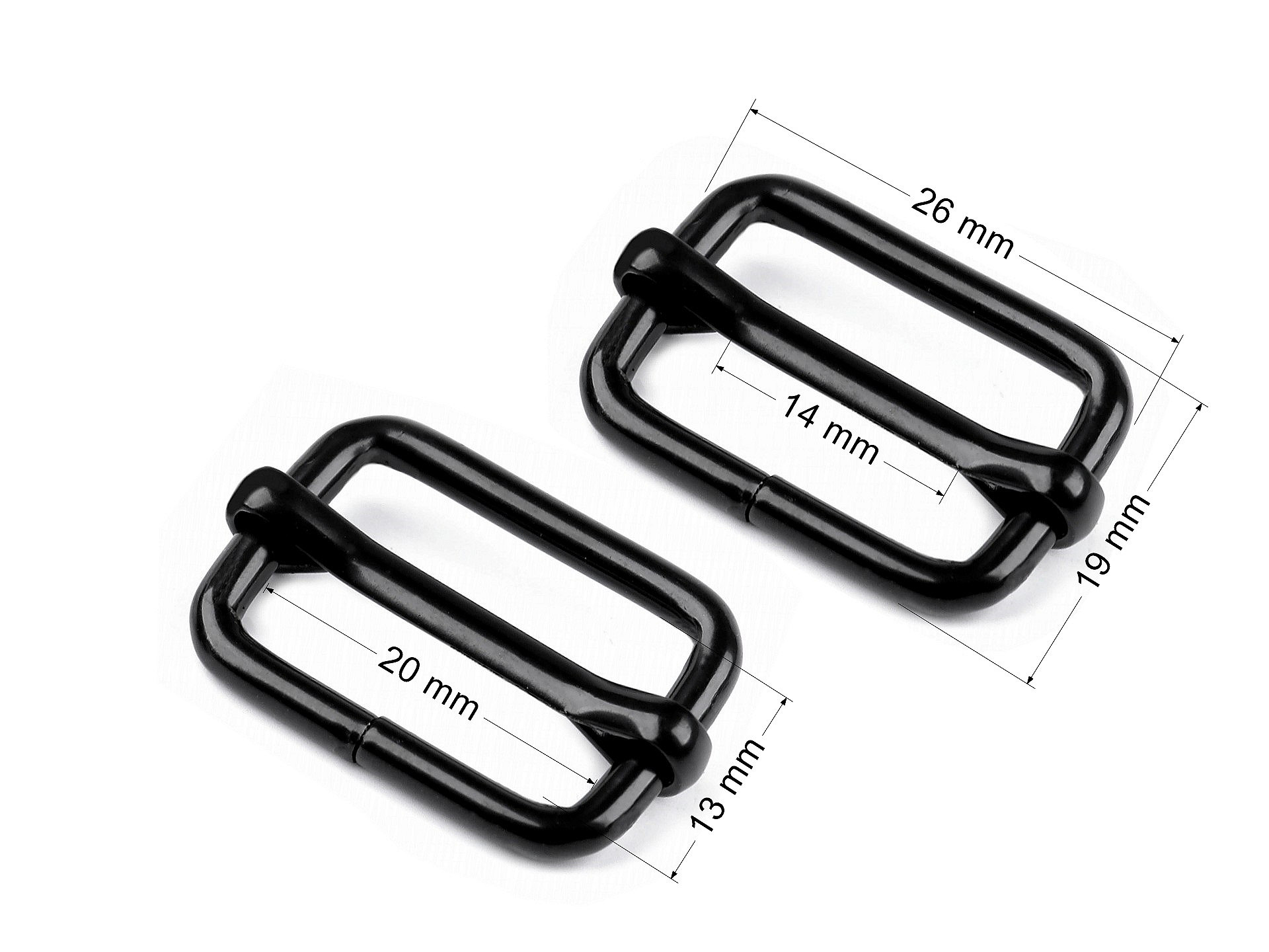 Posunovač na popruhy šíře 20 mm - černý lak 