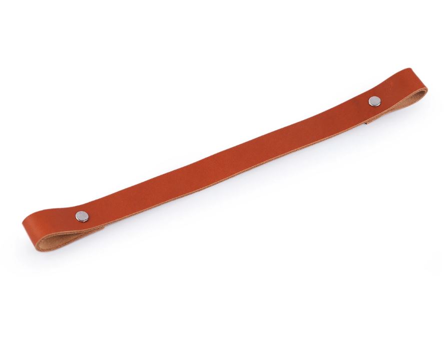 Kožené ucho na tašku - šíře 2 cm, délka 30 cm, hnědý koňak