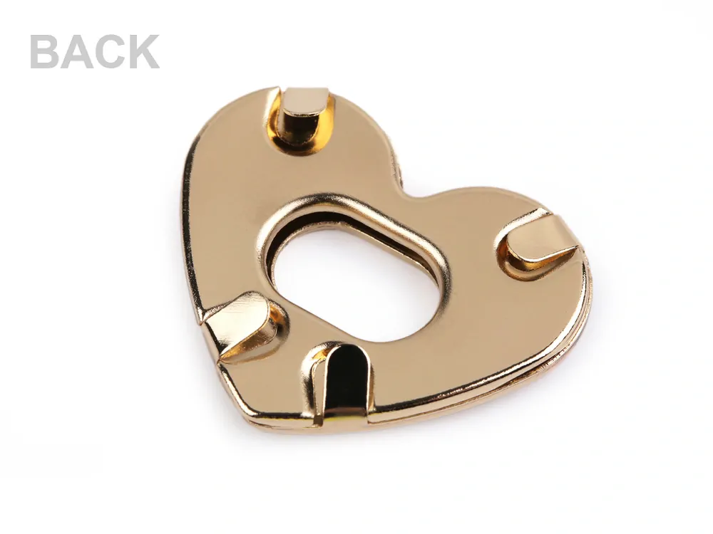 Sada zapínání na kabelku srdce - 32 x 26 mm, nikl