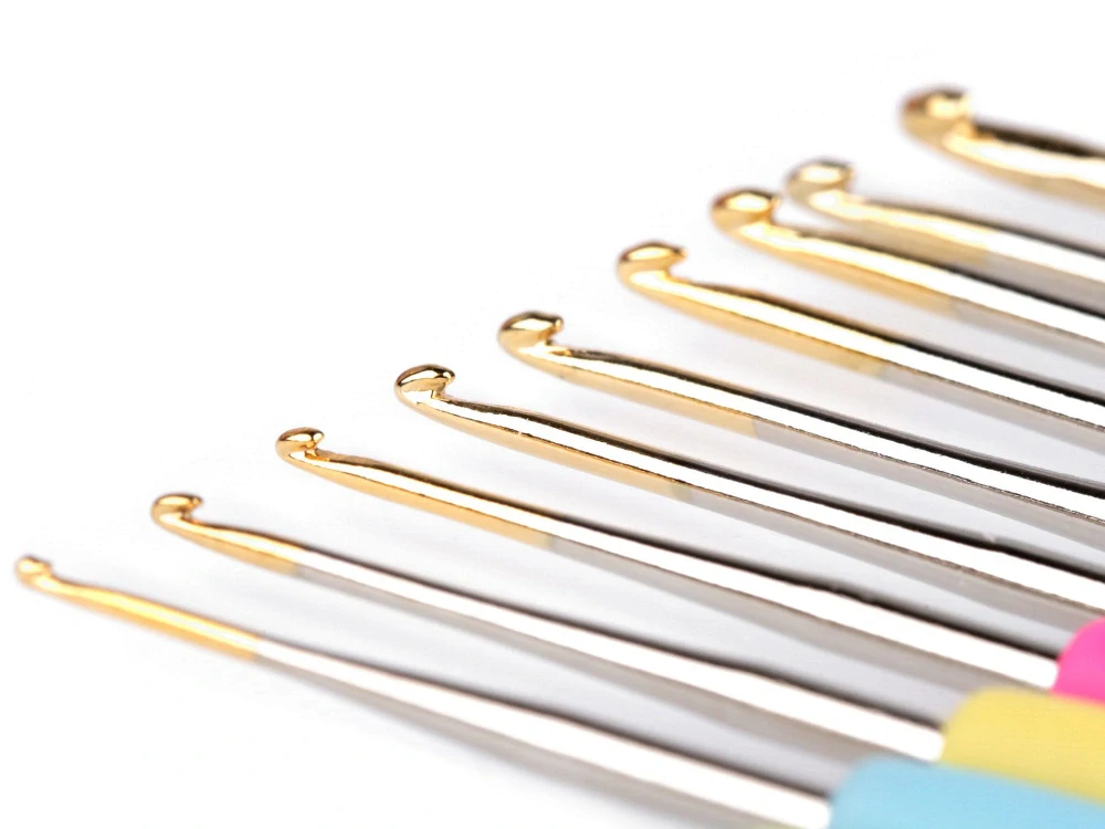 Sada háčků se silikonovou rukojetí a zlatou špičkou - 10 ks (0,6-2,5)