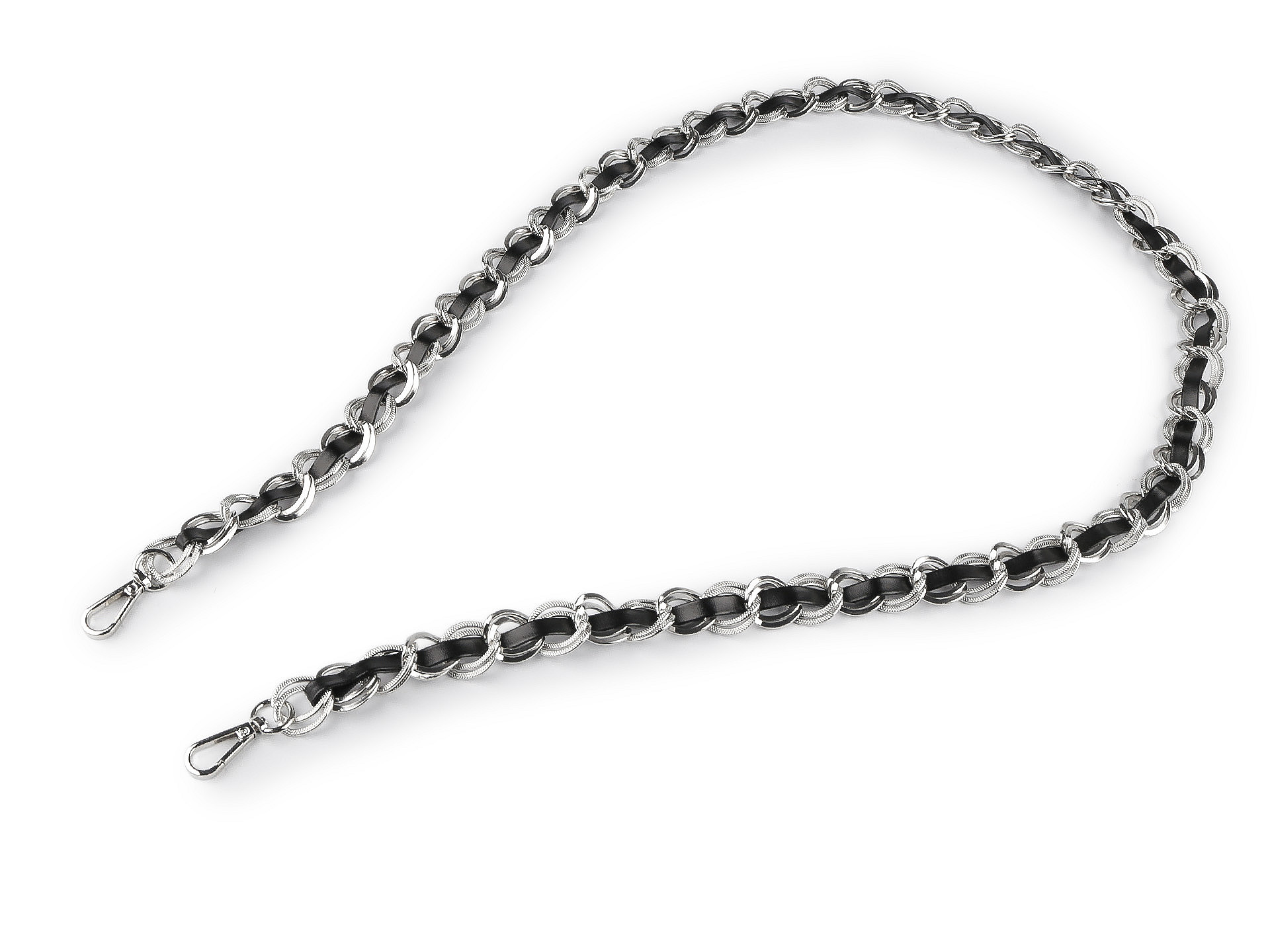 Koženkový popruh / ucho s řetízkem a karabinami, na kabelky, šíře 2 cm, délka 120 cm