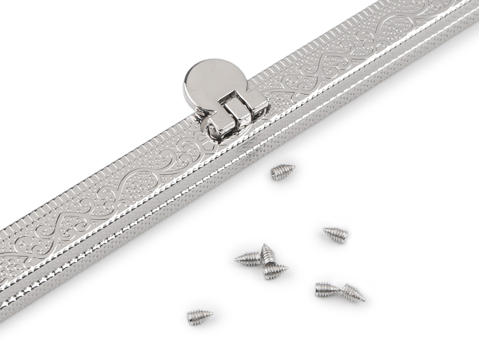 Rámeček na výrobu kabelky s ornamentem 19 cm vkládací, nikl