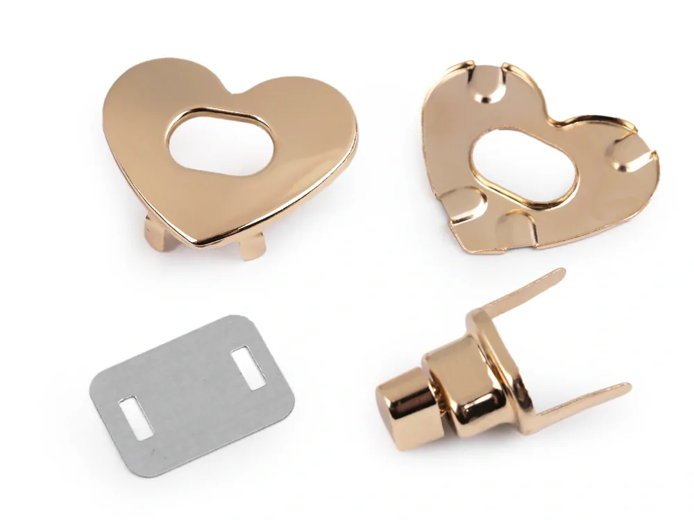 Sada zapínání na kabelku srdce - 32 x 26 mm, nikl