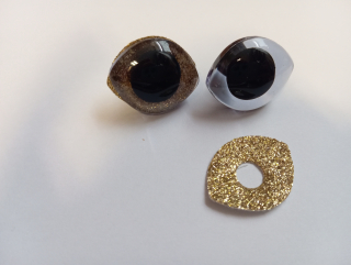 Očička 3D glitrová 28,5 x 23,5 mm, zlatá 2 ks