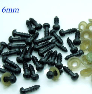 Očička bezpečnostní 0,6 cm černá - 2 ks