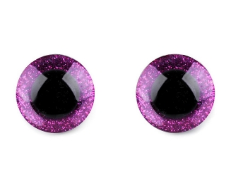 Očička 3D glitrová 2,5 cm, fialovorůžová - 2 ks