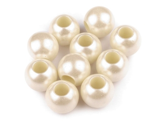 Plastové perly s velkým průvlekem 11x15 mm, 10 ks, perlová č. 4