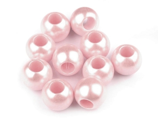 Plastové perly s velkým průvlekem 11x15 mm, 10 ks, růžová lasturová č. 5