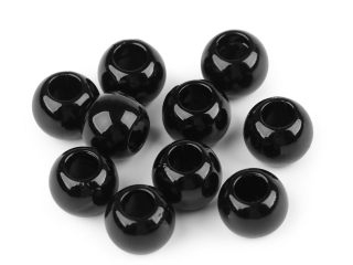 Plastové perly s velkým průvlekem 11x15 mm, 10 ks, černá č. 6