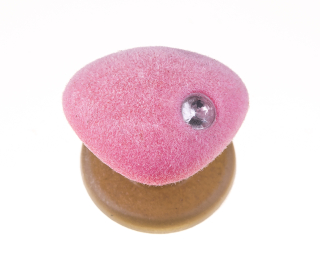Čumáček plyšový, růžový s kamínkem - 3 cm