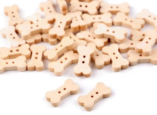 Dřevěný dekorační knoflík kost  - sv. přírodní